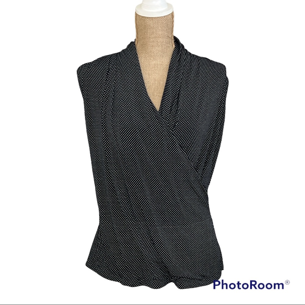 Kasper Polka Dot Wrap Top